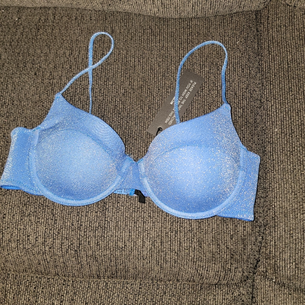 Blue sparkle bathing suit bra style top